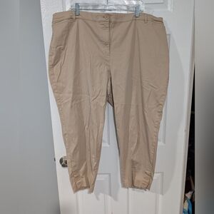 Talbots Tan Perfect Crop Button-Detail Pants in Size 24W